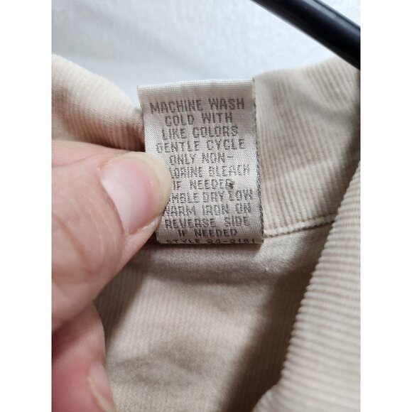 J. Jilll Womemns Corduroy Shirt Medium Beige Embroidered Button Up BOHO Neutral - Picture 5 of 9